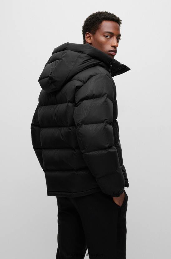 Hugo Boss fekete vízlepergető kabát monogramos kitűzővel és hugo béléssel 80P64290 fekete