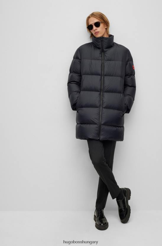 Hugo Boss fekete vízlepergető pehely pufferkabát, piros hugo logóval 80P61791 fekete