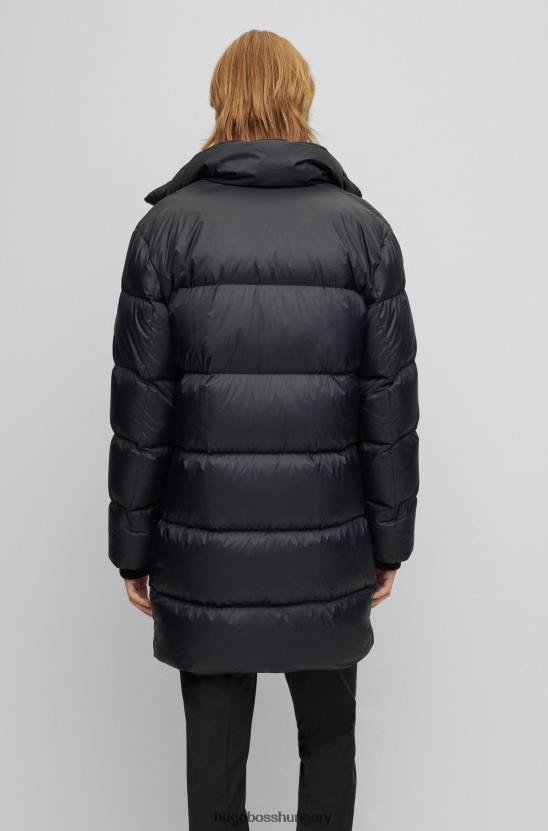 Hugo Boss fekete vízlepergető pehely pufferkabát, piros hugo logóval 80P61791 fekete