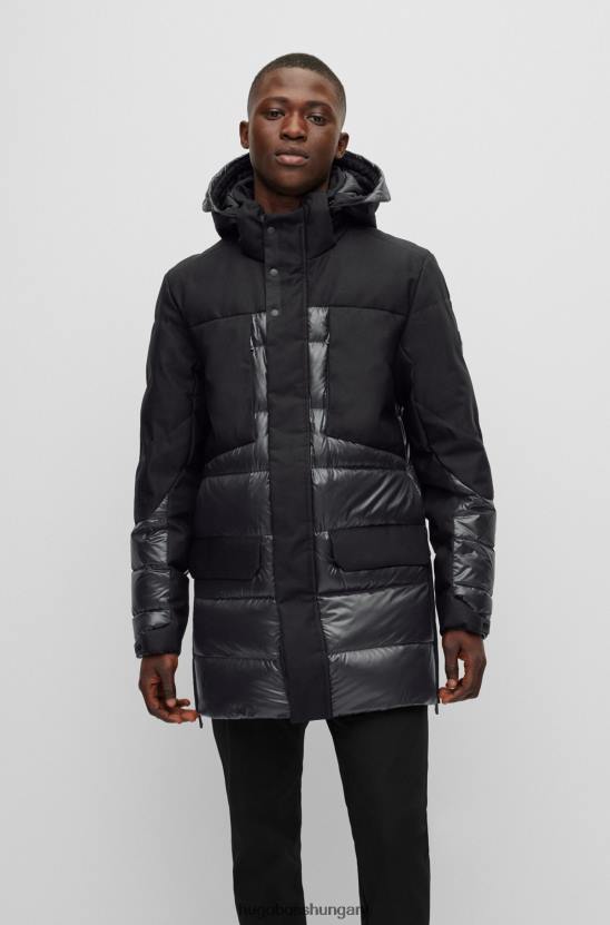 Hugo Boss hibrid kabát levehető kapucnival hugo fekete 80P61535 fekete