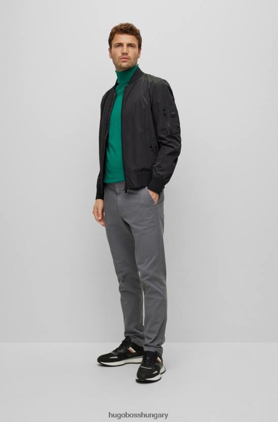 Hugo Boss hugo fekete normál szabású bomber kabát újrahasznosított anyagból 80P61537 fekete