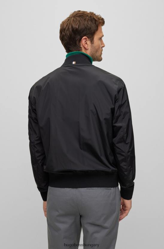Hugo Boss hugo fekete normál szabású bomber kabát újrahasznosított anyagból 80P61537 fekete