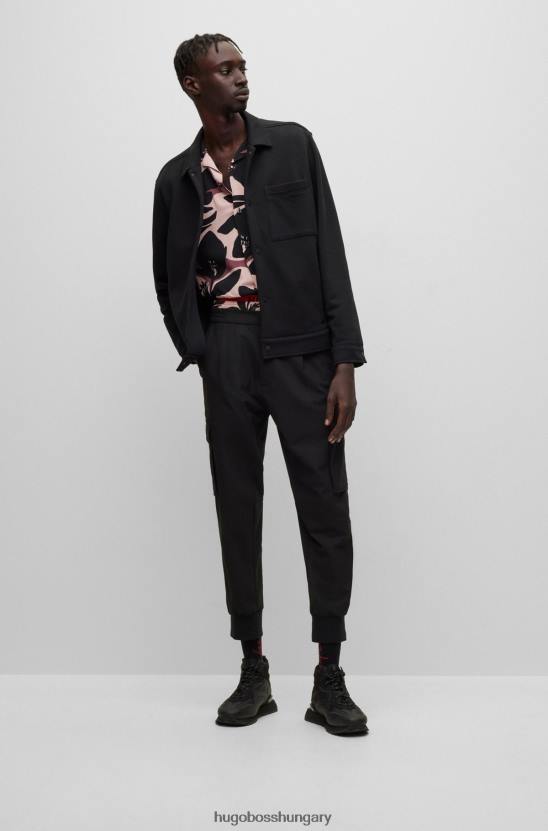 Hugo Boss hugo fekete slim-fit mosható ingkabát szuper-flex pamutból 80P64359 fekete