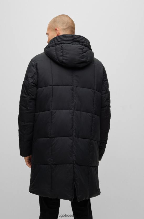 Hugo Boss hugo fekete vízlepergető könyökfoltokkal ellátott parkkabát 80P62164 fekete