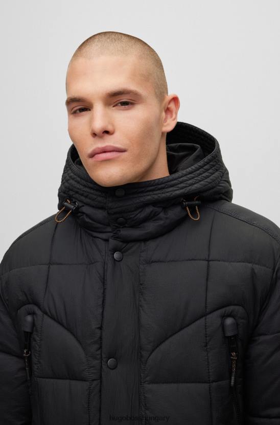 Hugo Boss hugo fekete vízlepergető könyökfoltokkal ellátott parkkabát 80P62164 fekete