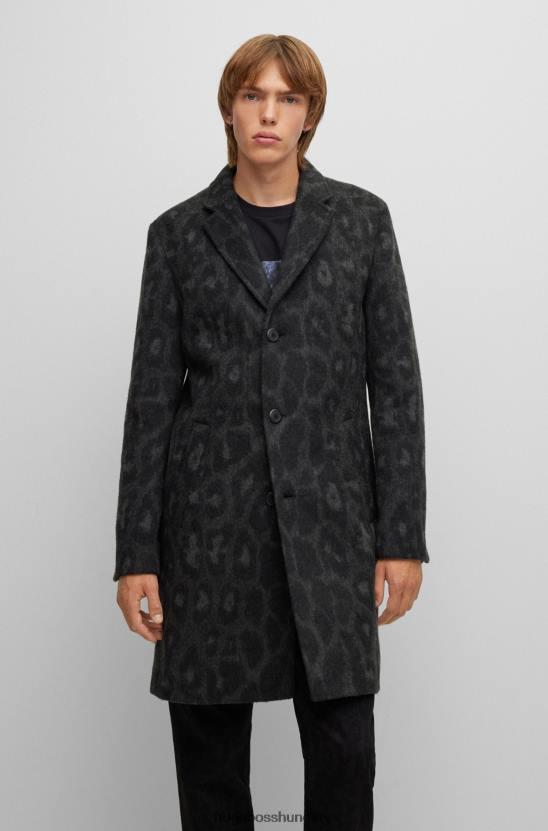 Hugo Boss hugo gyapjúkeverék normál szabású kabát jaglion fekete mintával 80P64060 fekete