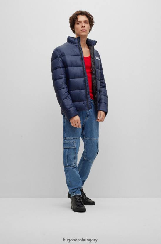 Hugo Boss hugo sötétkék, vékony szabású pufi kabát, osztott logóval 80P61479 sötétkék