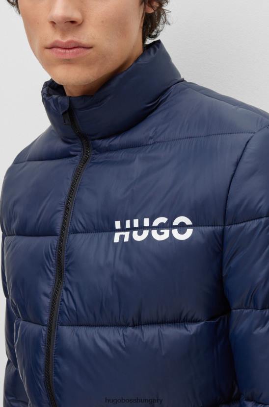 Hugo Boss hugo sötétkék, vékony szabású pufi kabát, osztott logóval 80P61479 sötétkék