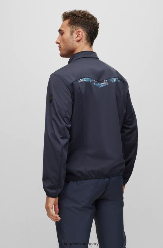 Hugo Boss hugo sötétkék vízlepergető kabát nyomott grafikával 80P63334 sötétkék