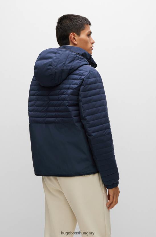 Hugo Boss hugo sötétkék vízlepergető párnázott kabát logós részletekkel 80P62763 sötétkék