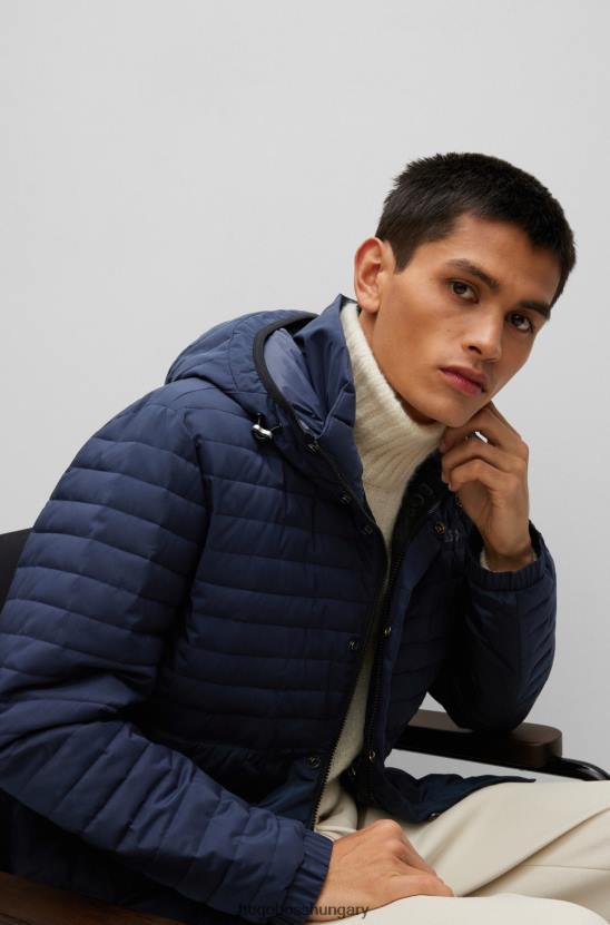 Hugo Boss hugo sötétkék vízlepergető párnázott kabát logós részletekkel 80P62763 sötétkék