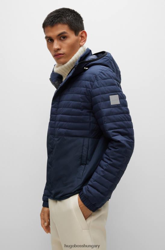 Hugo Boss hugo sötétkék vízlepergető párnázott kabát logós részletekkel 80P62763 sötétkék