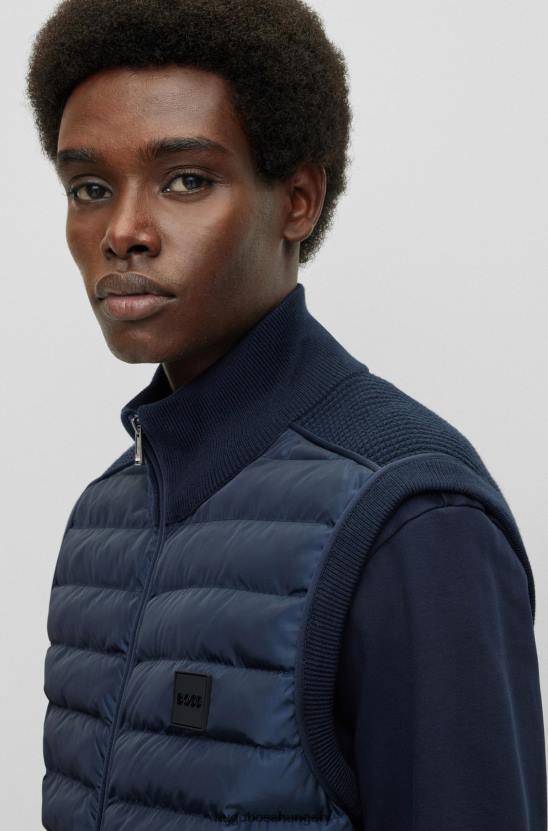 Hugo Boss hugo sötétkék vegyes anyagú párnázott kabát logós folttal 80P61868 sötétkék