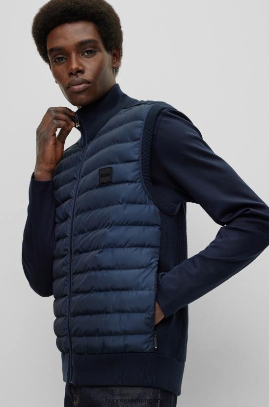 Hugo Boss hugo sötétkék vegyes anyagú párnázott kabát logós folttal 80P61868 sötétkék