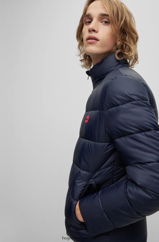 Hugo Boss hugo vékony szabású pufi kabát, piros logóval, sötétkék címkével 80P61390 sötétkék