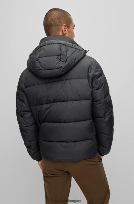 Hugo Boss hugo vízlepergető kapucnis pufi kabát logóval foltfekete 80P61020 fekete