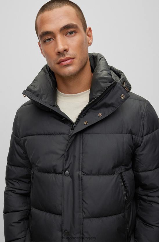 Hugo Boss hugo vízlepergető kapucnis pufi kabát logóval foltfekete 80P61020 fekete