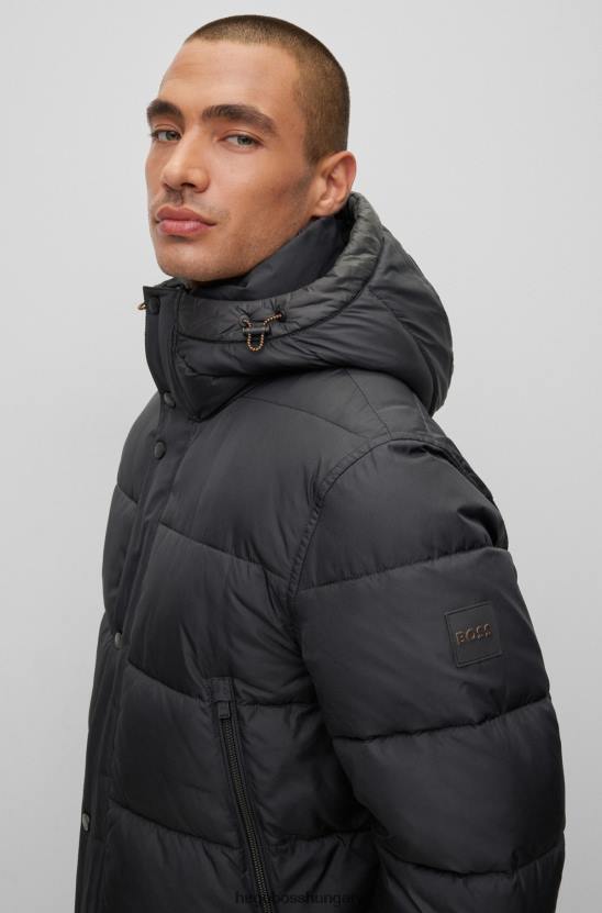 Hugo Boss hugo vízlepergető kapucnis pufi kabát logóval foltfekete 80P61020 fekete