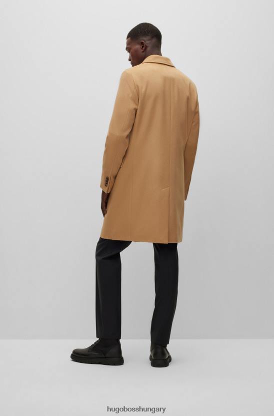 Hugo Boss kétsoros kabát szűz gyapjú és kasmír bézs hugo színben 80P6897 bézs