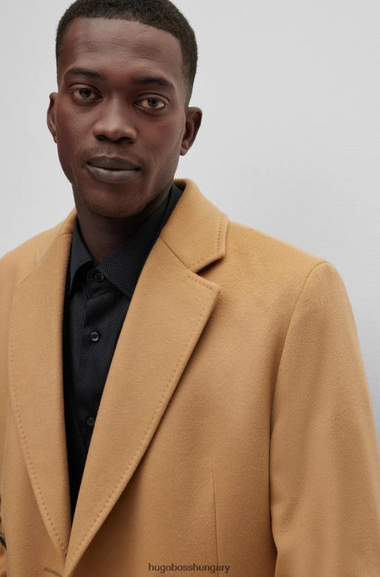 Hugo Boss kétsoros kabát szűz gyapjú és kasmír bézs hugo színben 80P6897 bézs