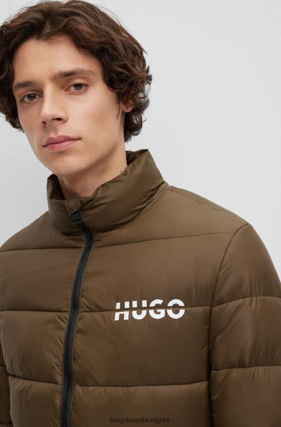 Hugo Boss khaki vékony szabású kabát vízlepergető újrahasznosított hugo anyagból 80P61848 khaki