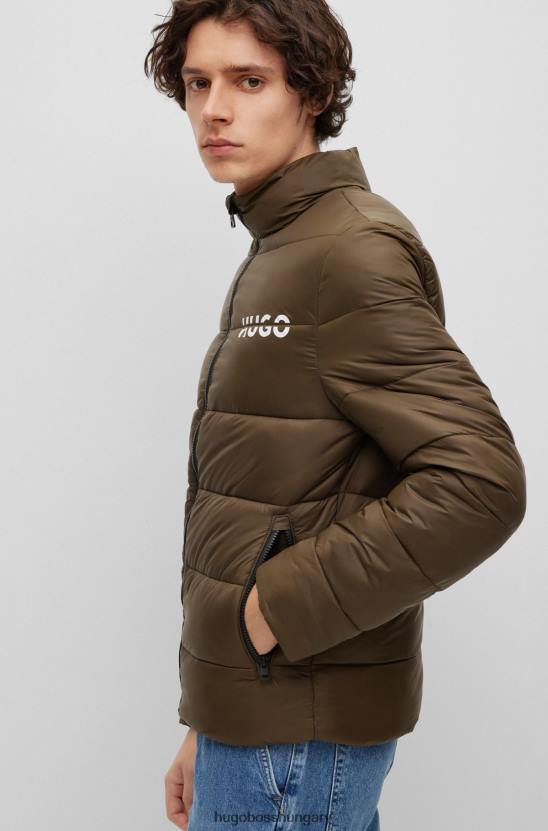 Hugo Boss khaki vékony szabású kabát vízlepergető újrahasznosított hugo anyagból 80P61848 khaki