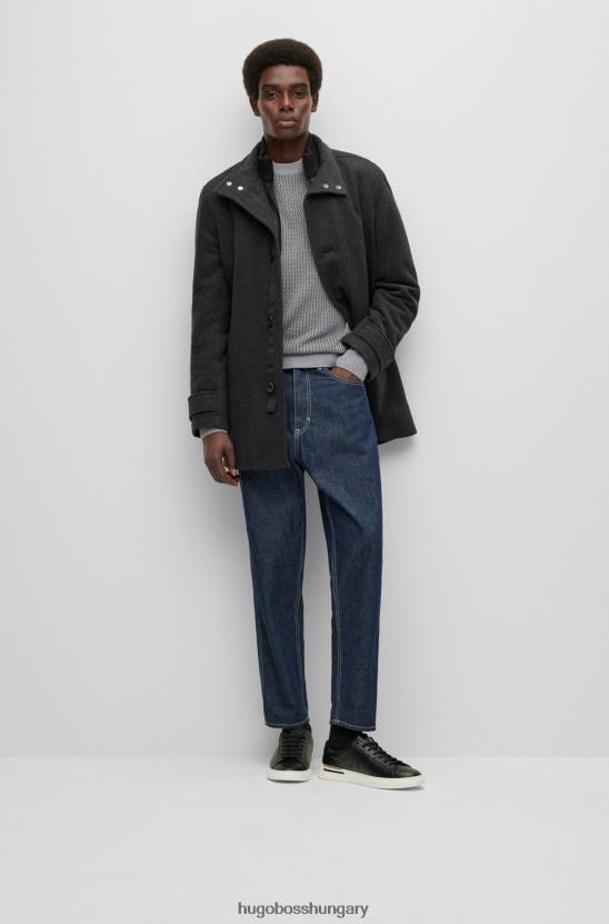 Hugo Boss laza szabású kabát melange gyapjúkeverékből, szürke hugoból 80P61235 szürke