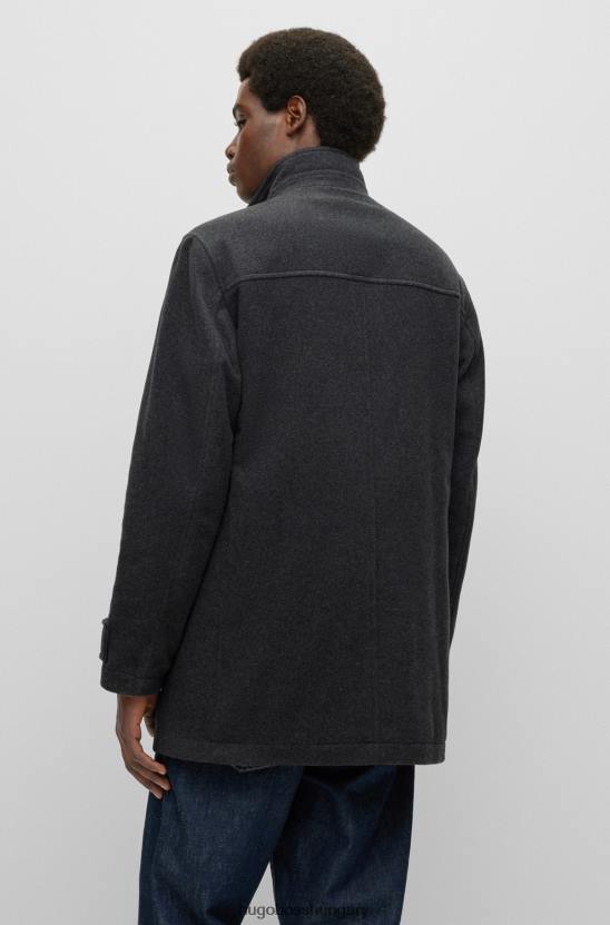 Hugo Boss laza szabású kabát melange gyapjúkeverékből, szürke hugoból 80P61235 szürke