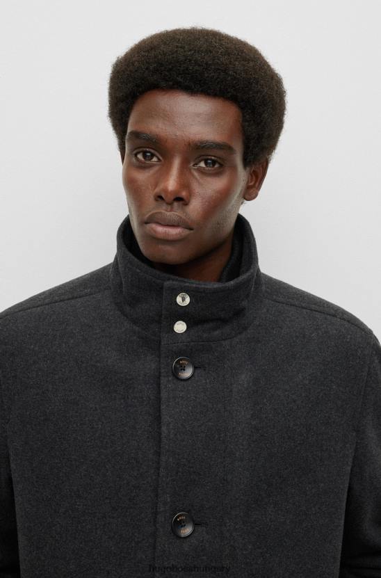 Hugo Boss laza szabású kabát melange gyapjúkeverékből, szürke hugoból 80P61235 szürke