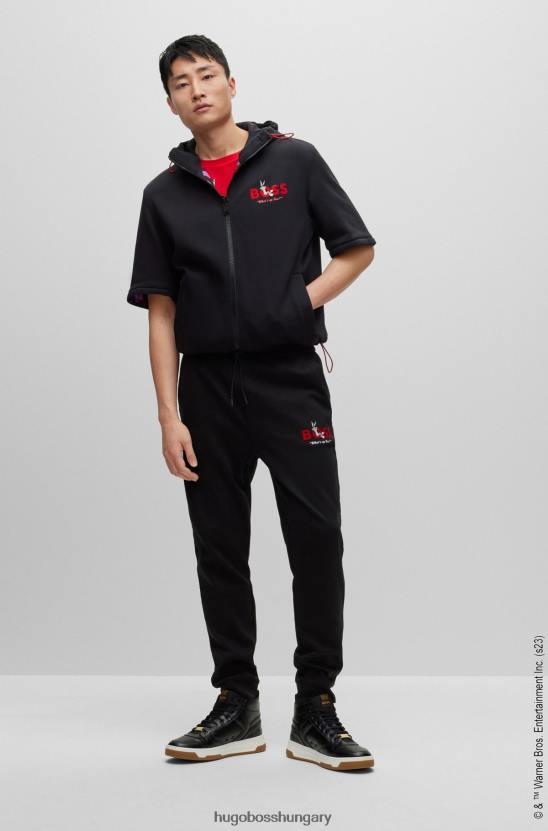 Hugo Boss looney dallamok x kifordítható kabát tömör és monogramos oldalakkal 80P64377 fekete