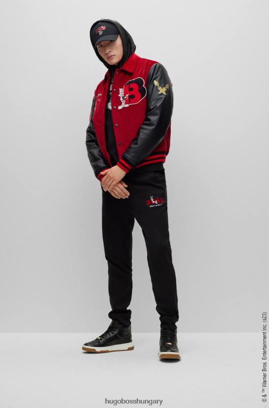 Hugo Boss looney dallamok x laza szabású egyetemi kabát 80P61606 piros