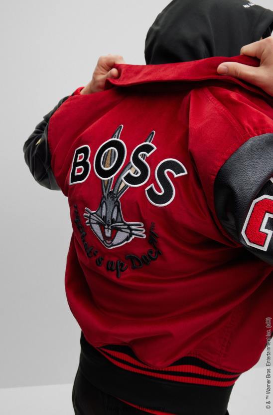 Hugo Boss looney dallamok x laza szabású egyetemi kabát 80P61606 piros