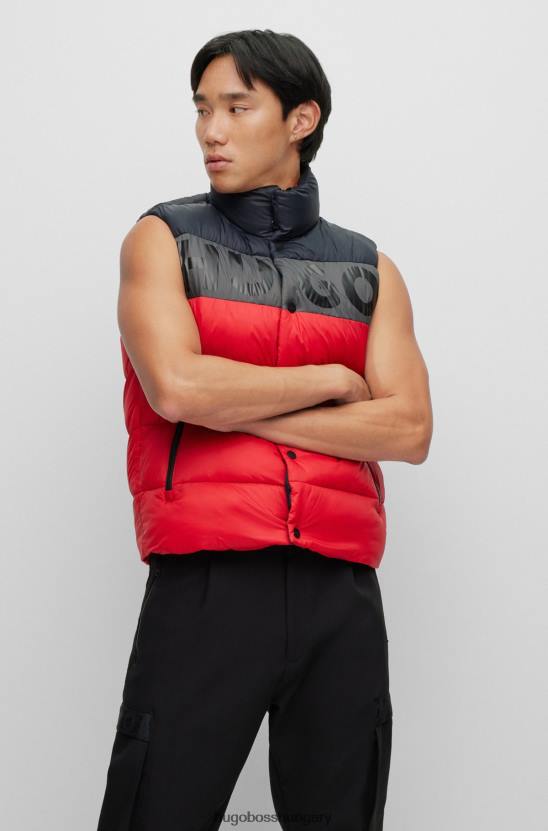 Hugo Boss piros színű, tömbösített, merész hugo emblémával díszített puffer 80P61552 piros