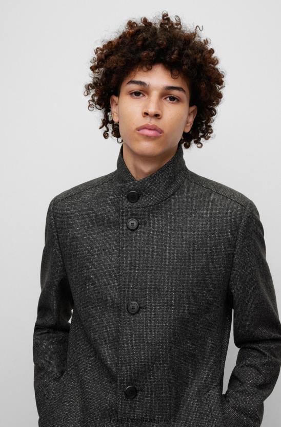 Hugo Boss sötétszürke hugo normál szabású kabát gyapjúkeverékben 80P61430 sötétszürke