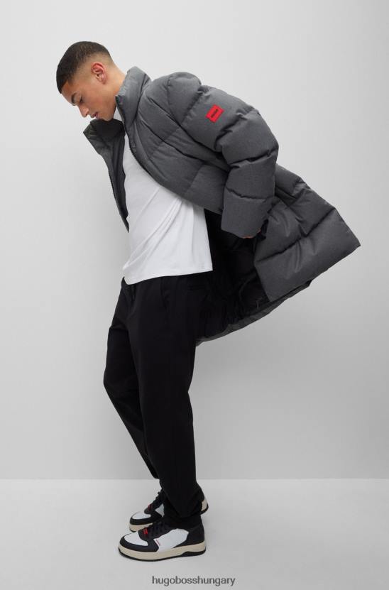 Hugo Boss szürke pehelybetétes pufi kabát piros hugo logóval 80P62805 szürke