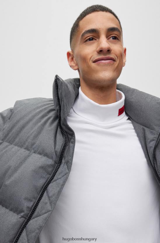 Hugo Boss szürke pehelybetétes pufi kabát piros hugo logóval 80P62805 szürke