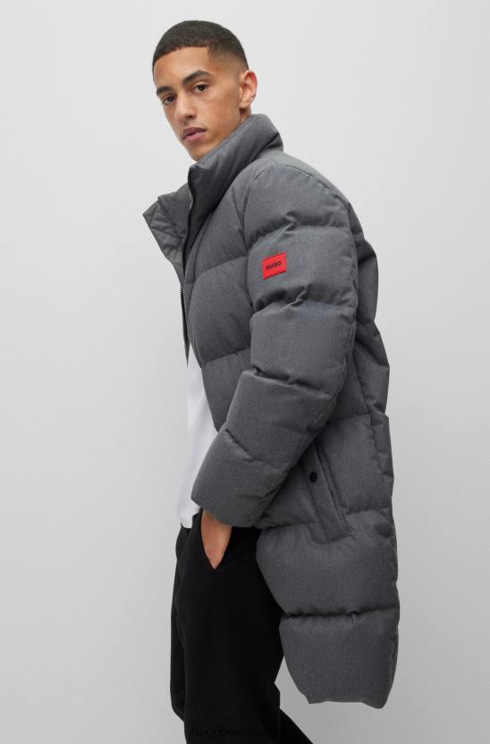 Hugo Boss szürke pehelybetétes pufi kabát piros hugo logóval 80P62805 szürke