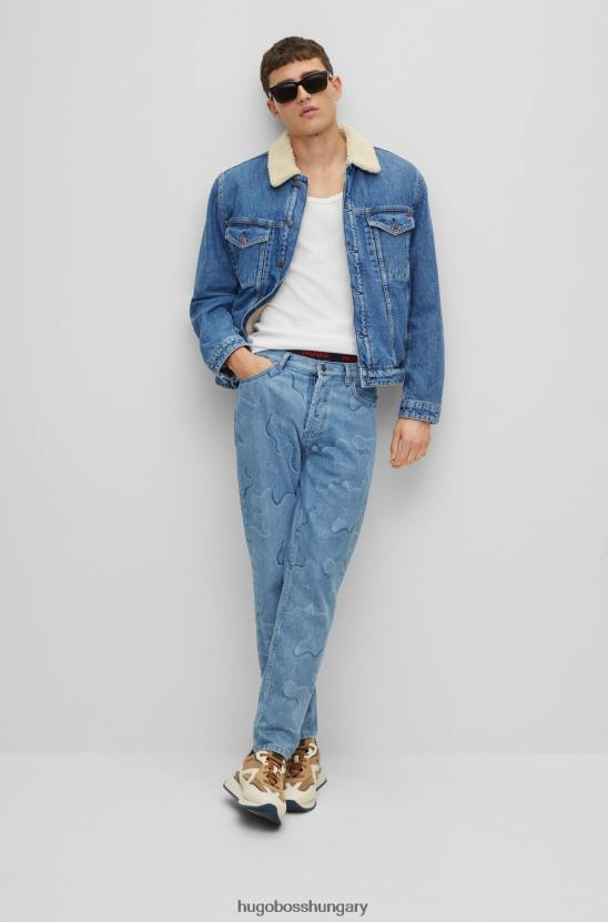 Hugo Boss teddy galléros kabát kék merev farmer világoskék hugo színben 80P63920 világoskék