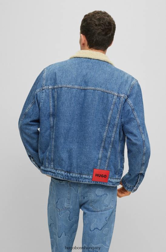 Hugo Boss teddy galléros kabát kék merev farmer világoskék hugo színben 80P63920 világoskék