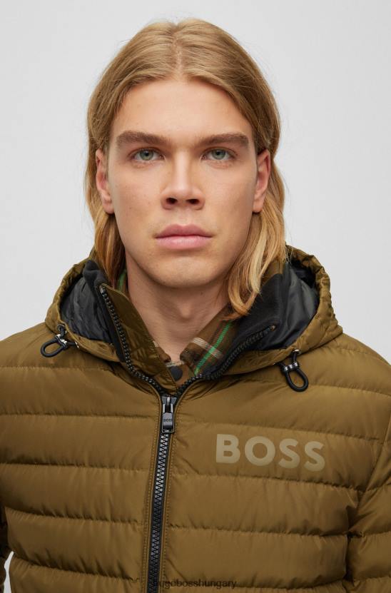 Hugo Boss vízlepergető kabát logós részletekkel, hugo khaki 80P61155 khaki