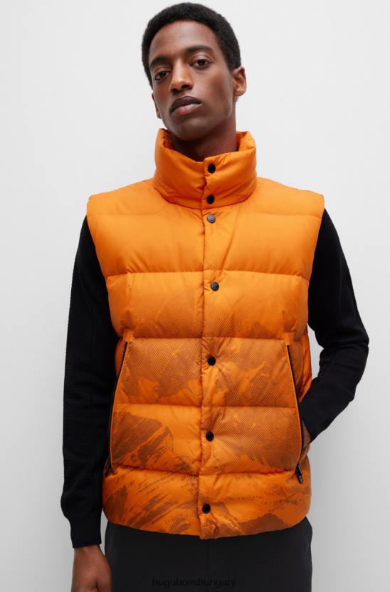 Hugo Boss vízlepergető kabát szezonális mintával világos narancssárga hugo 80P61882 világos narancssárga