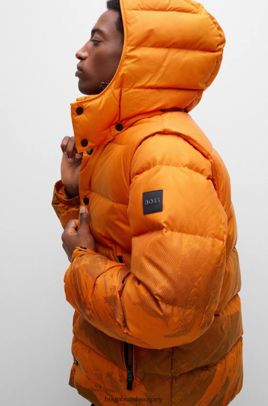 Hugo Boss vízlepergető kabát szezonális mintával világos narancssárga hugo 80P61882 világos narancssárga