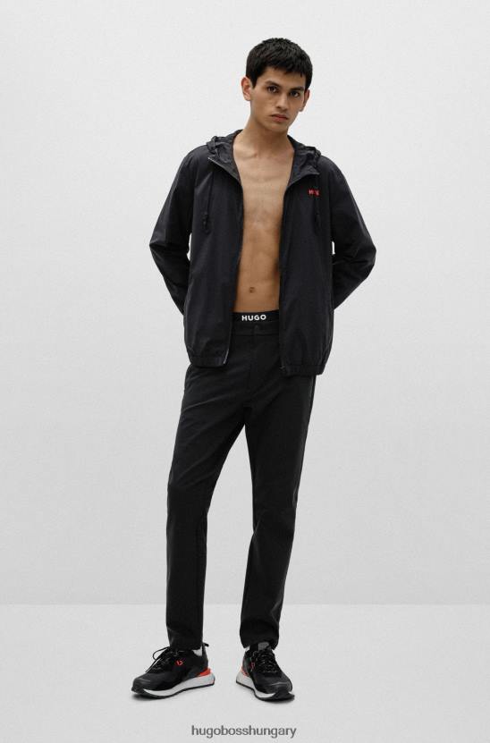 Hugo Boss vízlepergető kapucnis kabát nyomott logóval fekete hugo 80P63411 fekete