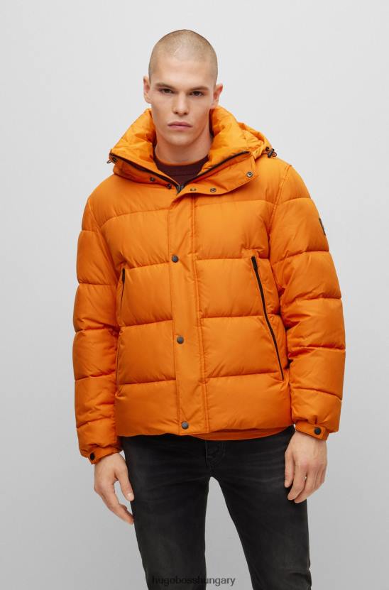 Hugo Boss vízlepergető kapucnis pufi kabát logóval, világos narancssárga hugo 80P61021 világos narancssárga