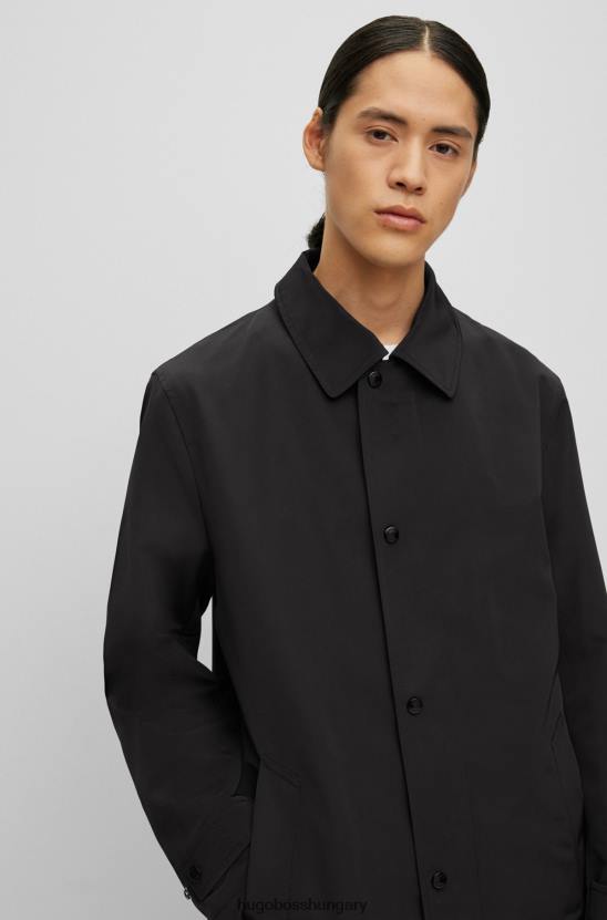 Hugo Boss vízlepergető normál szabású kabát újrahasznosított anyagból hugo black 80P62156 fekete