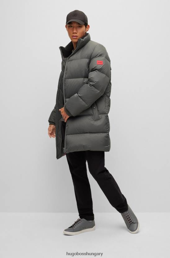 Hugo Boss vízlepergető pehely pufferkabát, piros logós címkével, sötétszürke hugo 80P61790 sötétszürke