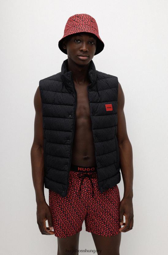 Hugo Boss vízlepergető vékony szabású, piros emblémával fekete hugo felirattal 80P63690 fekete