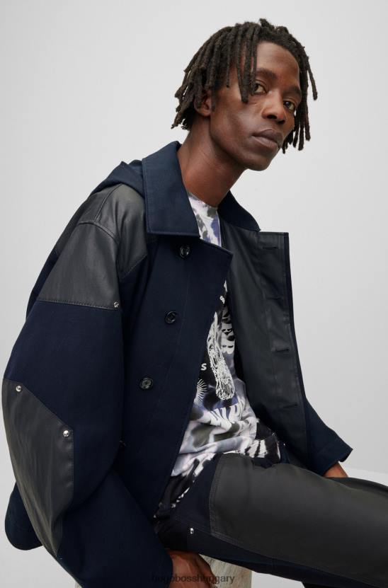 Hugo Boss vízlepergető x phipps kabát újrafelhasznált maradék anyagokból 80P64266 sötétkék