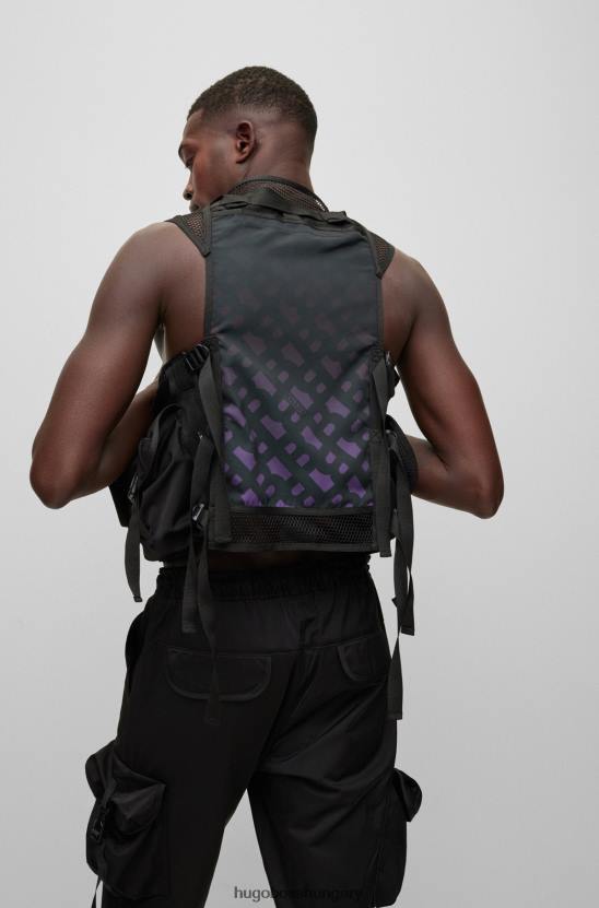 Hugo Boss x khaby többzsebű kiskabát színátmenetes monogramokkal 80P64420 fekete