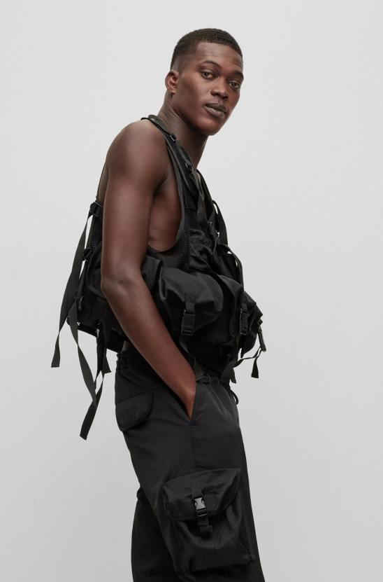 Hugo Boss x khaby többzsebű kiskabát színátmenetes monogramokkal 80P64420 fekete